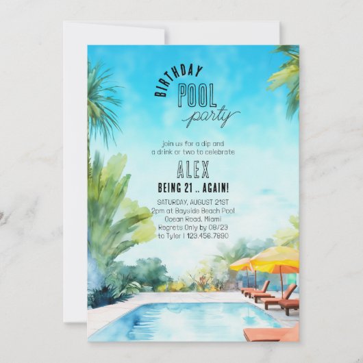 Zwembad Party Waterverf elke leeftijd Volwassen Ve Kaart (Voorkant)