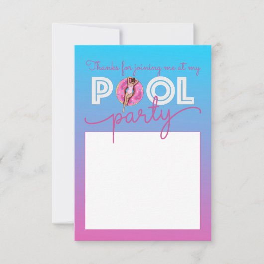 Zwembad Party Waterverf Ombre Donut Float Bedankkaart (Voorkant)