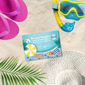 Zwembad Party Zomer Baby shower Luier Raffle Informatiekaartje