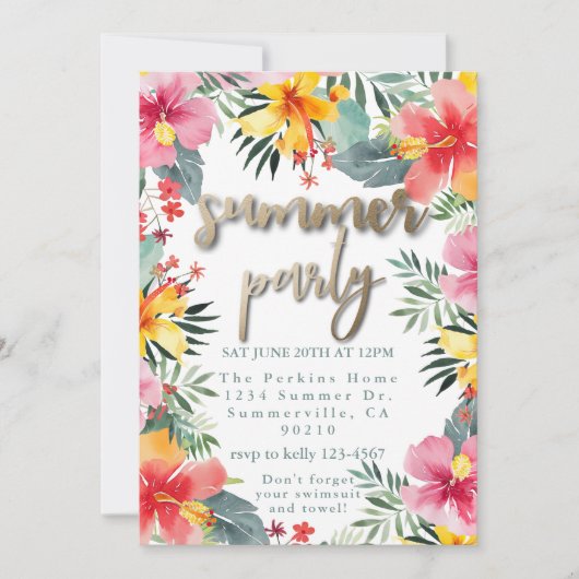 Zwembad Party Zomer BBQ Kaart (Voorkant)