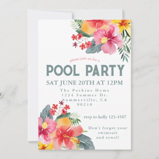 Zwembad Party Zomer BBQ Kaart (Voorkant)