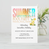 Zwembad Party Zomer Eten Vrienden Familie Verjaard Kaart (Staand voorkant)