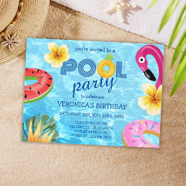 Zwembad Party Zomer Fun Water Verjaardag Uitnodiging Briefkaart