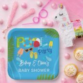 Zwembad Party Zomer Jongen Baby shower Papieren Bordje (Feest)
