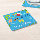 Zwembad Party Zomer Jongen Verjaardagsfeest Kartonnen Onderzetters (Schuin)