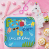 Zwembad Party Zomer Jongen Verjaardagsfeest Papieren Bordje (Feest)