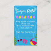 Zwembad Party Zomer Meisje Luier Raffle Baby showe Informatiekaartje (Voorkant)