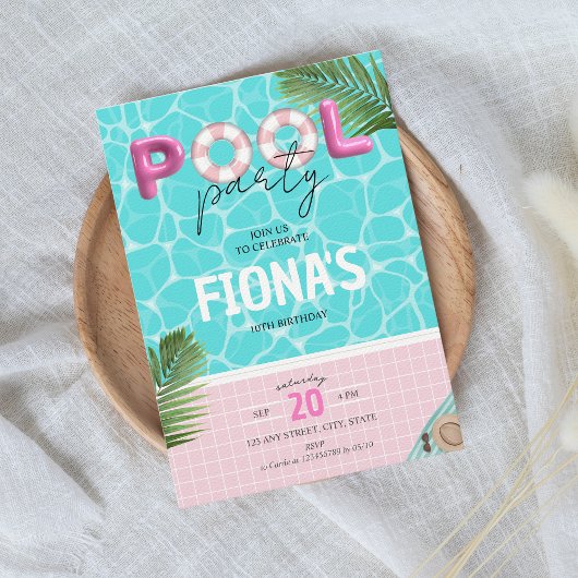 Zwembad Party Zomer Meisje Verjaardag Kaart