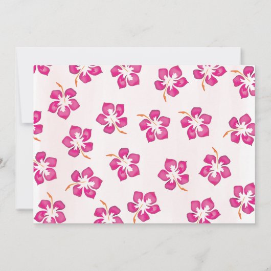 Zwembad Party Zomer Roze Tropisch Strand Bloemen Kaart (Achterkant)