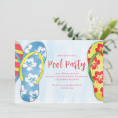 Zwembad Party Zomer Strand Tropische Teenslippers Kaart (Staand voorkant)
