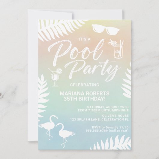 Zwembad Party Zomer Verjaardag Party Uitnodiging (Voorkant)