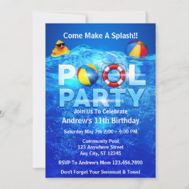 Zwembad Party Zomer Zwemmen Splash Verjaardag Kaart
