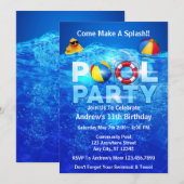 Zwembad Party Zomer Zwemmen Splash Verjaardag Kaart (Voorkant / Achterkant)