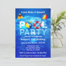 Zwembad Party Zomer Zwemmen Splash Verjaardag Kaart