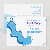 Zwembad Party Zomer Zwemmen Water Slide Uitnodigin Kaart (Voorkant / Achterkant)