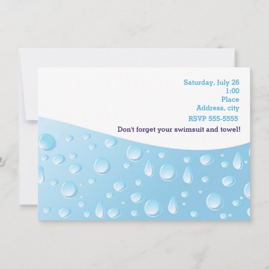 Zwembad Party Zomer Zwemmen Water Slide Uitnodigin Kaart (Achterkant)