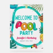 Zwembad Party Zwemmen Verjaardag Frosted Welkom Acryl Bord (Voorkant)