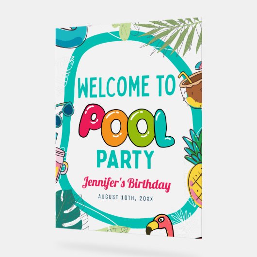 Zwembad Party Zwemmen Verjaardag Frosted Welkom Acryl Bord (Hoek)