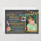 Zwembad Party Zwemmen Verjaardag Splash Foto Uitno Kaart (Voorkant)