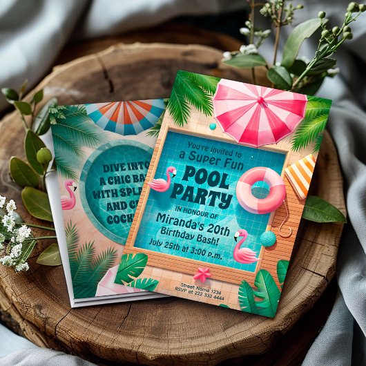 Zwembad Party Zwemmen Verjaardag Splash Kaart