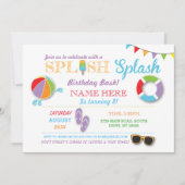 Zwembad Party Zwemmen Verjaardag Splish Splash Uit Kaart (Voorkant)