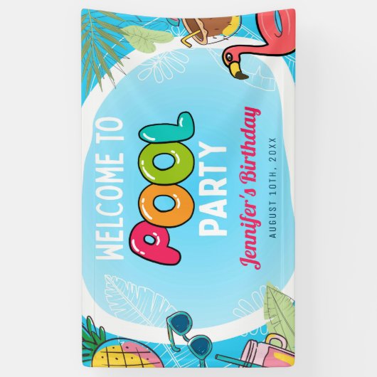 Zwembad Party Zwemmen Verjaardag Welkomstbord Bann Spandoek (Verticaal)
