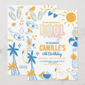 Zwembad Party Zwemverjaardag Kaart (Voorkant / Achterkant)