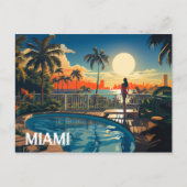 Zwembad patio bij zonsopgang met uitzicht op Miami Briefkaart (Voorkant)