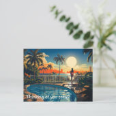 Zwembad patio bij zonsopgang met uitzicht op Miami Briefkaart (Staand voorkant)