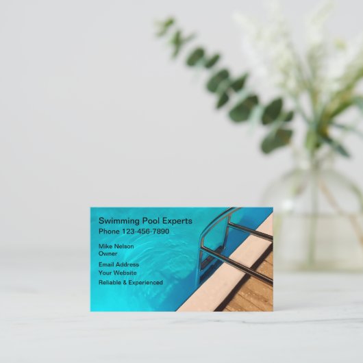 Zwembad Professioneel Ontwerp Visitekaartje (Staand voorkant)