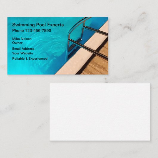 Zwembad Professioneel Ontwerp Visitekaartje (Voorkant / Achterkant)