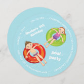 Zwembad Ringen Zomer Zwem Verjaardagsfeest Uitnodi Kaart (Voorkant / Achterkant)