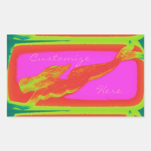 zwembad roze rechthoekige sticker (Voorkant)