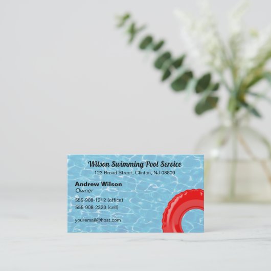 Zwembad Schoonmaak Service en Verkoop Visitekaartje (Staand voorkant)
