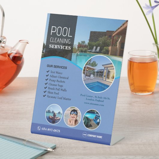 Zwembad schoonmaakdiensten voetstuk reclamebord met voetstuk (Insitu)