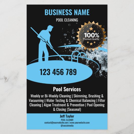 Zwembad schoonmaakdiensten Zwembad Onderhoud en re Flyer (Voorkant)