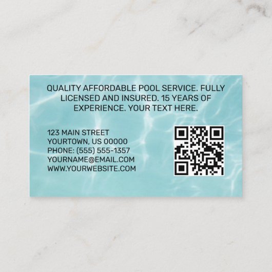 Zwembad Service Blue Water Visitekaartje (Achterkant)