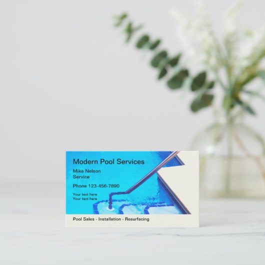 Zwembad Service Modern design Visitekaartje (Staand voorkant)
