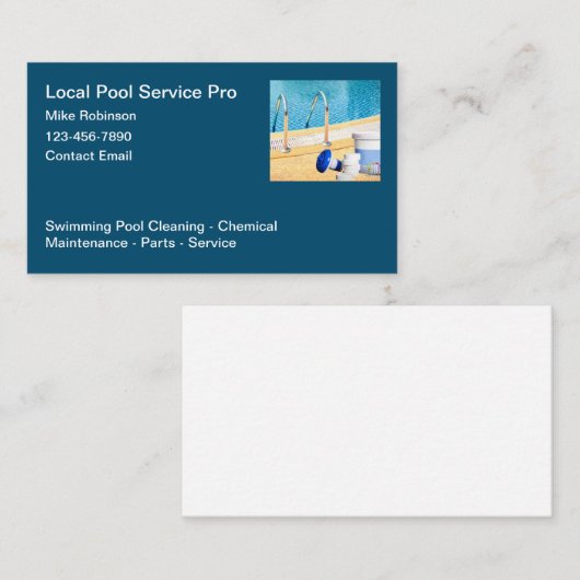 Zwembad Service Moderne Visitekaartjes (Voorkant / Achterkant)