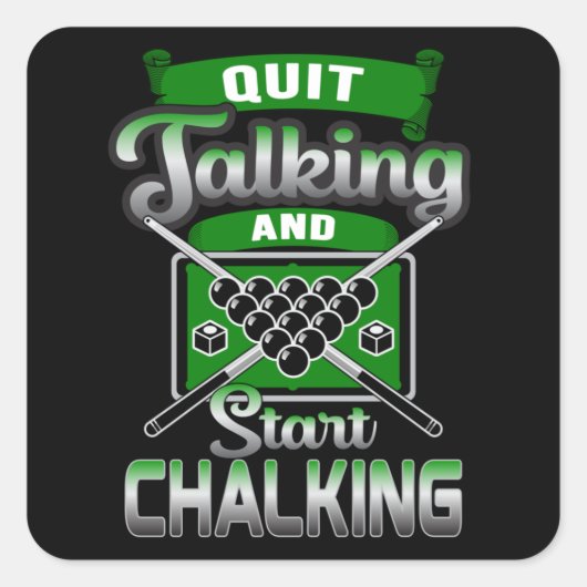 Zwembad snooker biljart 8 bal biljart grappig cade vierkante sticker (Voorkant)