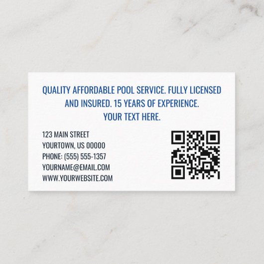 Zwembad Spa Service Visitekaartje (Achterkant)