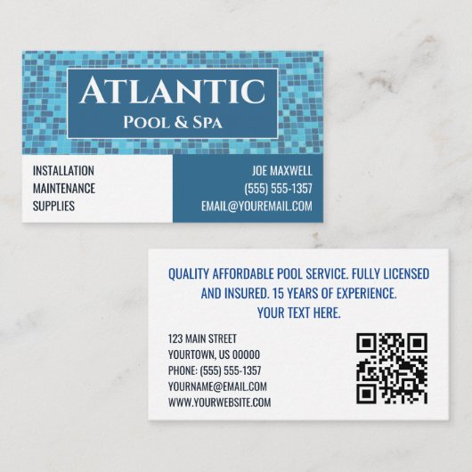 Zwembad Spa Service Visitekaartje (Voorkant / Achterkant)