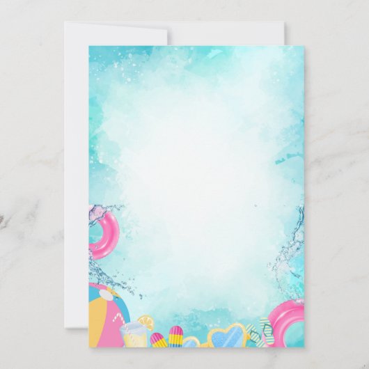 Zwembad Speelgoed Zomer Verjaardagsfeest Kaart (Achterkant)