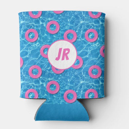 Zwembad Strand Verjaardagsfeestje Monogram Blikjeskoeler (Achterkant)