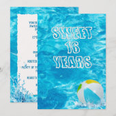 Zwembad Sweet 16 Verjaardagsfeest Uitnodigen Kaart (Voorkant / Achterkant)