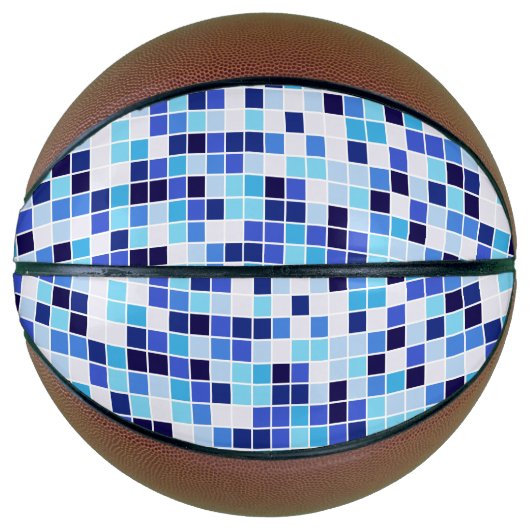 Zwembad Tegels, Blauw Mozaïek Tegels, Geometrisch  Basketbal (Voorkant)