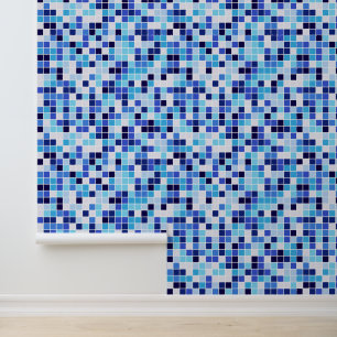 Zwembad Tegels, Blauw Mozaïek Tegels, Geometrisch Behang