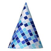 Zwembad Tegels, Blauw Mozaïek Tegels, Geometrisch  Feesthoedjes (Links)