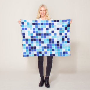 Zwembad Tegels, Blauw Mozaïek Tegels, Geometrisch  Fleece Deken