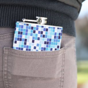 Zwembad Tegels, Blauw Mozaïek Tegels, Geometrisch  Heupfles